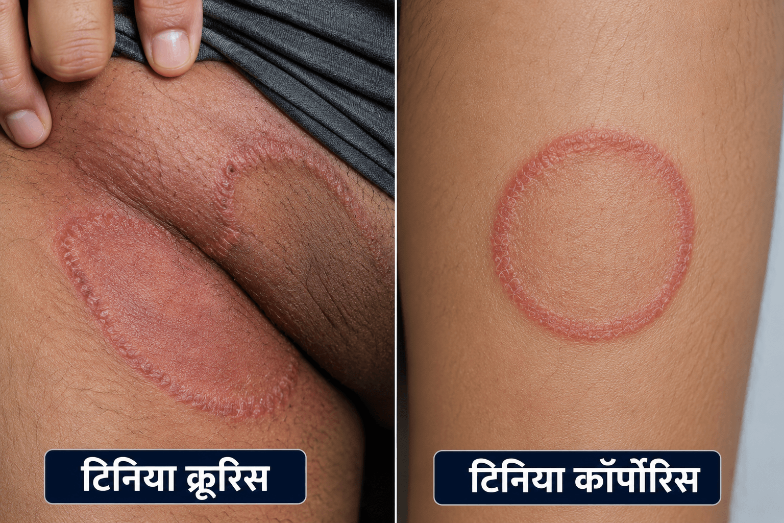 Tinea Cruris jock itch and Tinea Corporis ringworm skin rash