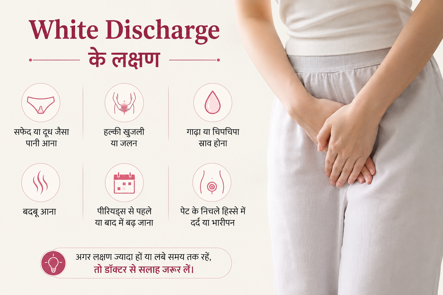सफेद पानी (White Discharge) के मुख्य लक्षण