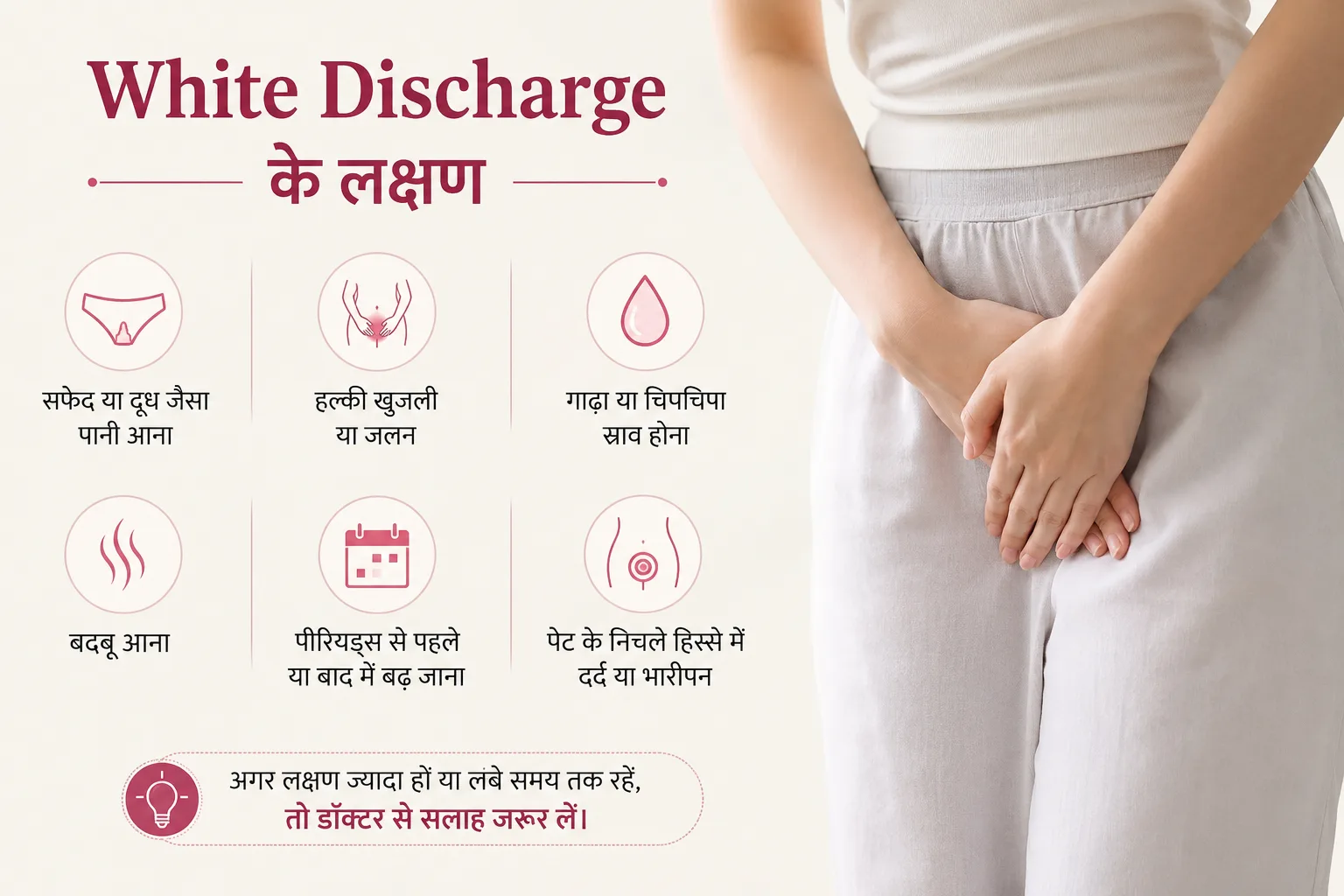 सफेद पानी (White Discharge) के मुख्य लक्षण
