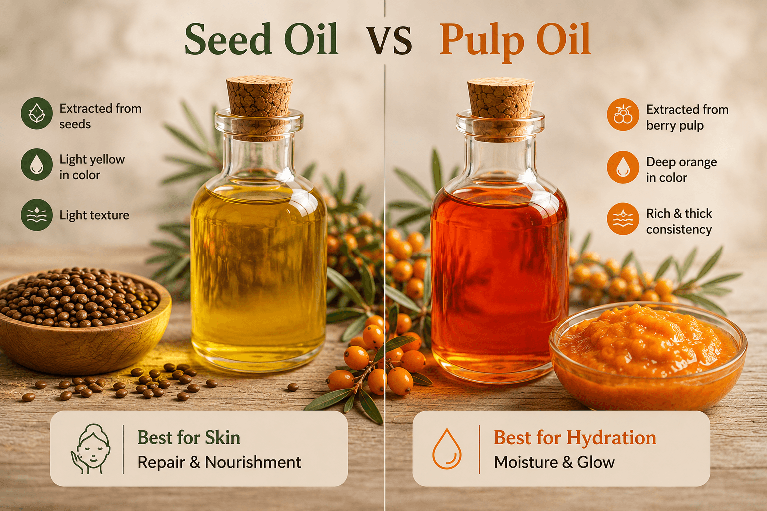 Seed oil vs Pulp oil