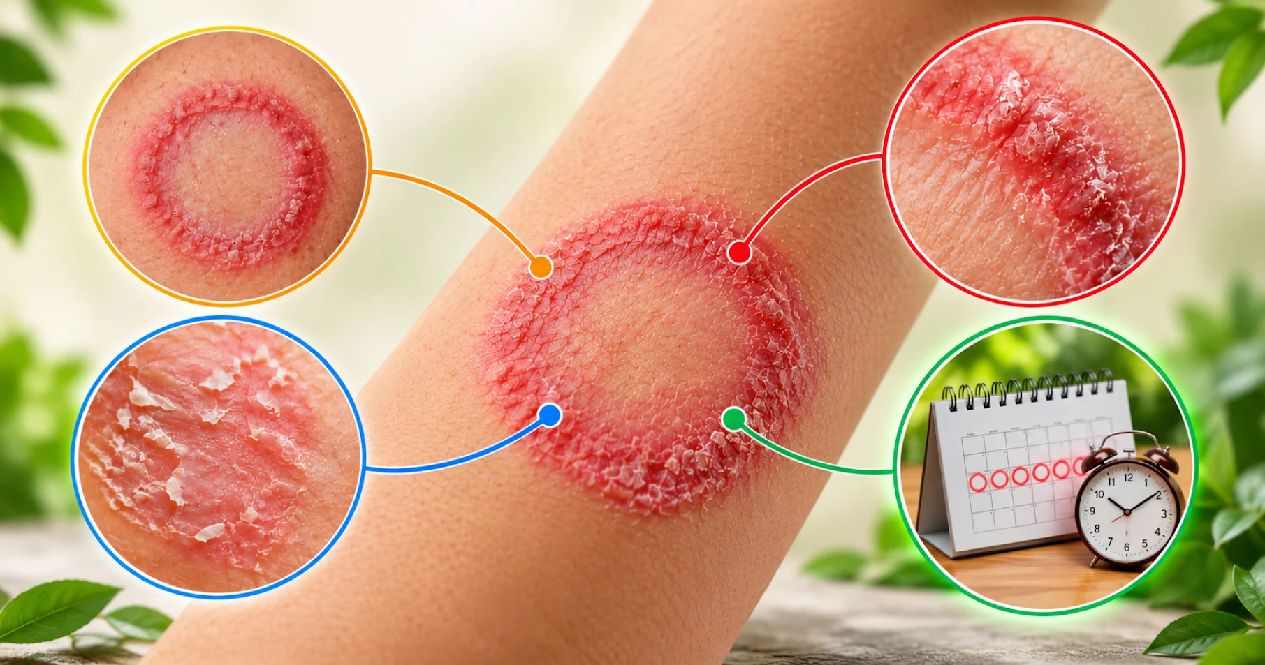 त्वचा पर दाद (Ringworm) का लाल और गोल निशान