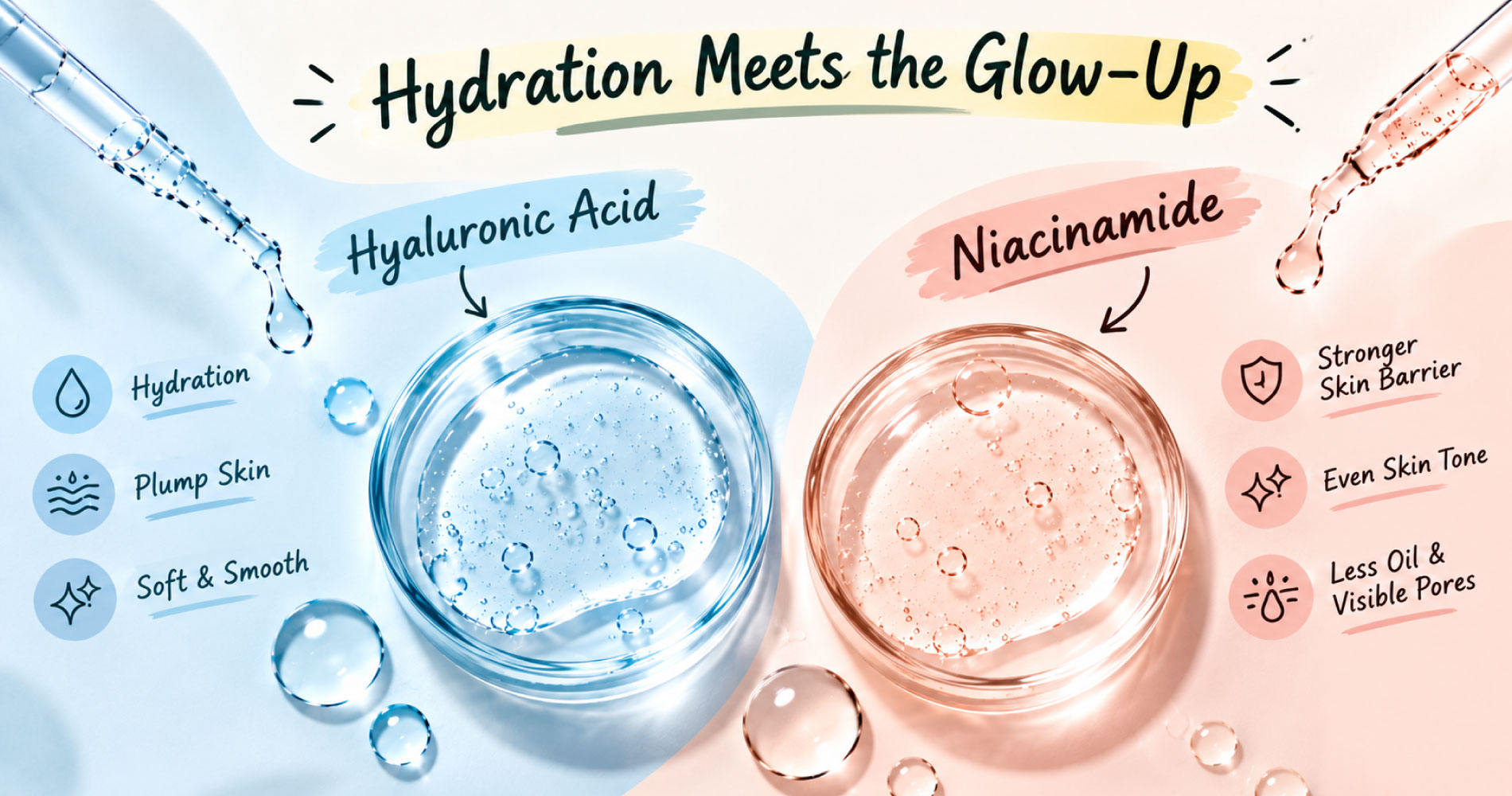 Hyaluronic Acid vs Niacinamide: Hydration meets the glow-up 